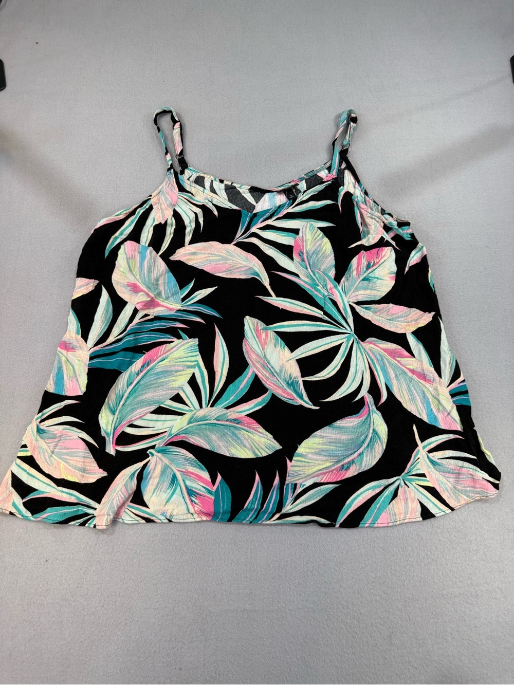 torrid Black Tropical Leaf Print Cami tank with Pastel Accents